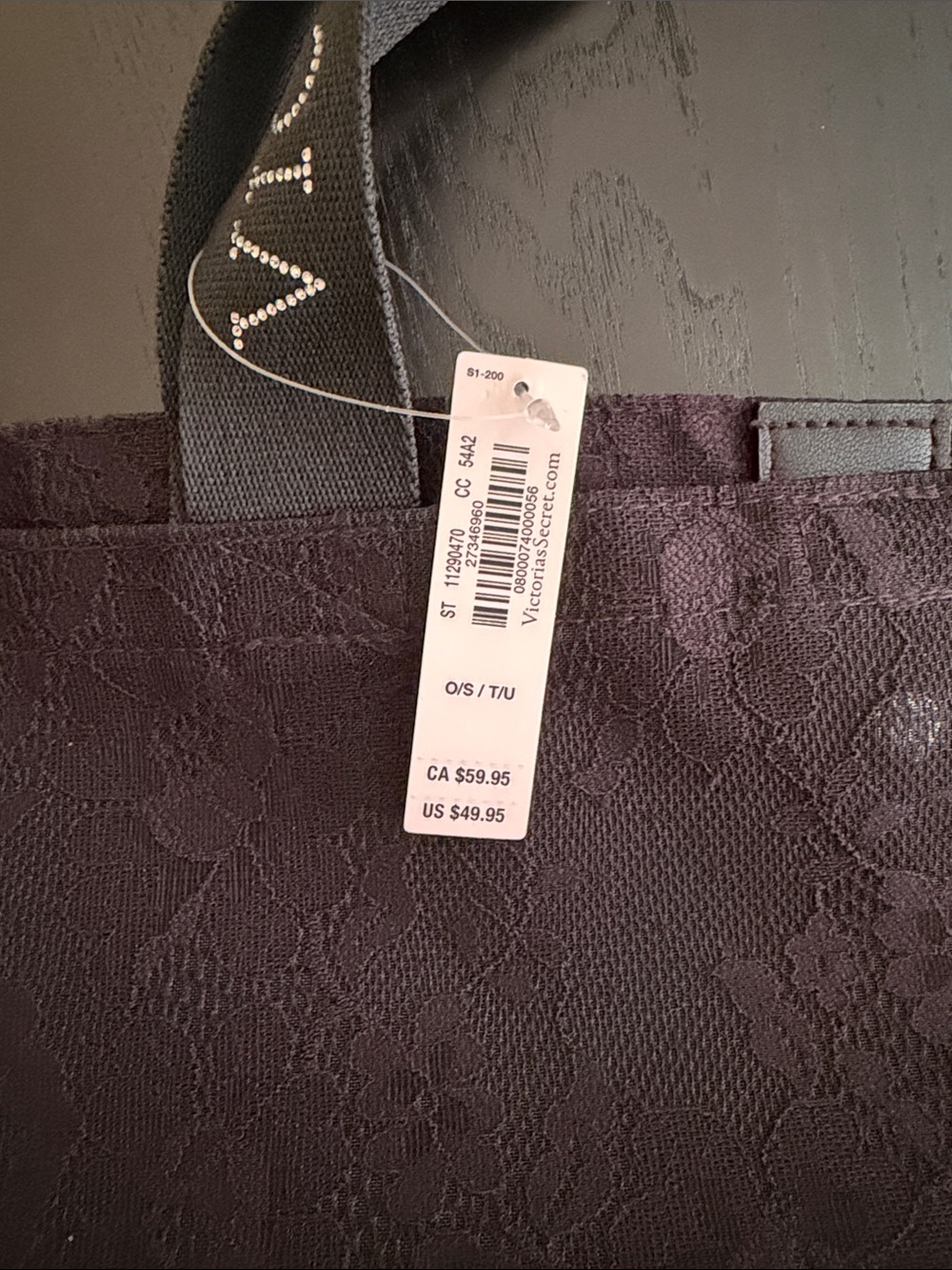 Victoria's Secret Black Lace Tote with Branded Crystal Straps - Picture 5 of 6
